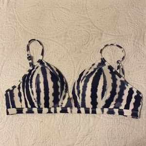 Navy and white bikini top